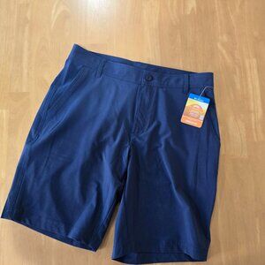 Columbia Mens Mill Creek II Omni Shade Shorts Flat Front Navy MSRP $45 32x10 NWT